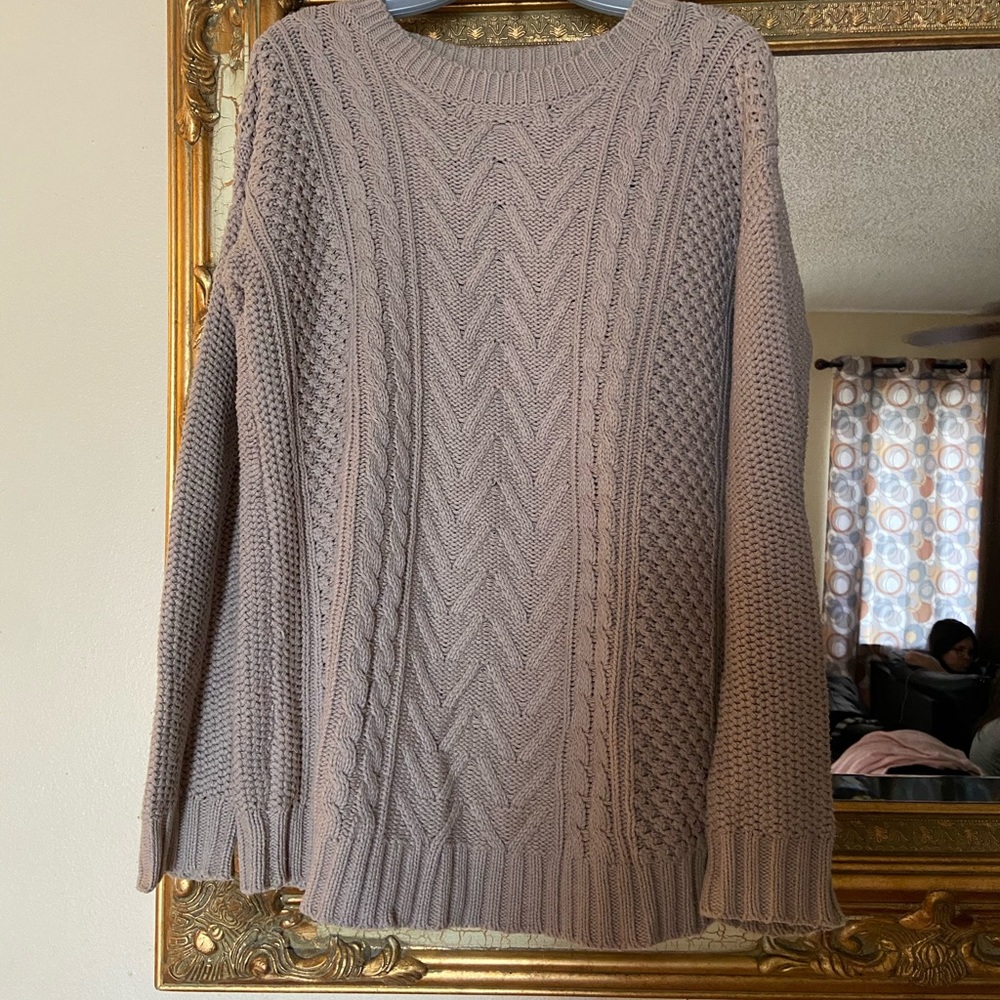 Forever 21 Cable Knit Sweater Beige